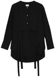 Foemina Bella Draped Seersucker Shirt - Black - 14 (UK14 / L) 14 (UK14 / L)