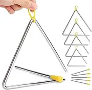 5 Pack Hand Percussion Instrument Triangles with Striker for Music Triangle Children Music Enlightenment - 5 Size (4" 5" 6" 7" 8")