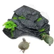 Turtle Basking Platform with Suction Cups Tortoise Climbing Step Ledge Gray