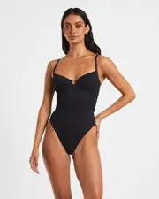 Rib Underwire One Piece in Black
