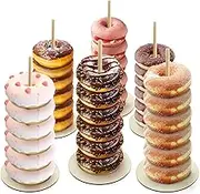 6 Pcs Wood Donut Stand,Bagel Stand,Bagel Stand Holder,Wood Doughnut Holder,Donut Stand Holder Party,Doughnut Holder for Wedding,Wood Donut Holder for Birthday Wedding Christmas Party