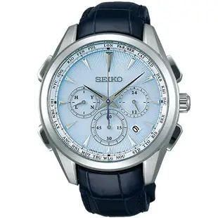 SEIKO 精工錶-指定商品-Brightz 太陽能電波腕錶 8B92-0AN0B(SAGA215J)-43mm-藍面皮革【刷卡回饋 分期0利率】【跨店APP下單最高20%點數回饋】