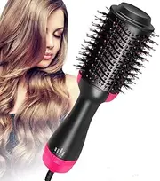 AU Plug Hot Air Brush,One Step Hair Dryer & Volumizer Hair Dryer & Volumizing Styler Comb 3-in-1 Negative Ion Straightening Brush Salon Hair Straightener Brush Curler for All Hair Types (Rose)