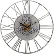 Outdoor Garden Wall Clock, Large Gear Rolling Wall Clock Garden Clocks Outdoor Waterproof Iron Roman Numeral Clock Outside Clock Outdoor Wall Clock Indoor Outdoor Decoration Metal