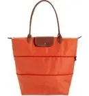 NWT LONGCHAMP Le Pliage Large Expandable Nylon Shoulder Tote Orange AUTHENTIC