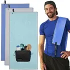 Microfiber Gym Towel & Wet Bag Travel Set Large Quick Dry Silver ION Odor-Fre...