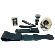 Shaving Straight Razor Kit - Shave-Ready Steel Blade, Honing Strop,Complete S...