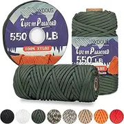 XKDOUS 550 Paracord 50ft Camo Green Parachute Cord, 100% Nylon 7 Strand Inner Core Type III Tactical Paracord Rope, Outside Survival Gear for Bracelets, Lanyards, Handle Wraps, Camping & Hiking