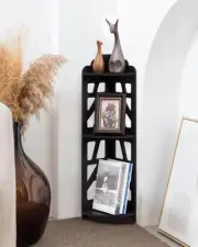 Corner Shelves,Corner Shelf Stand Waterproof 31.5"H ( 3 tier), Black