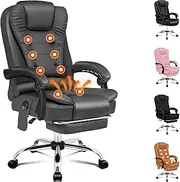 [ALFORDSON] Executive Office Chair with Massage Ergonomic Computer Desk Chair, Heated Seat Leather Video Game Chairs Executive Office Chair,Grey