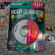 NEW Memorex 10 Pack 3” Pocket Blank CD-RW 185MB 21 Min For CD-R/RW Drive Cameras