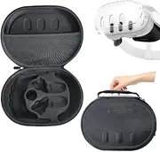 Carrying Case for VR Quest 3 Headset, Hard Carrying Case for Quest 3 Touch Controllers Other VR Accessories, Protective Storage Case ​with Hand Strap for VR Q3 Headset Touch Controllers Accessori