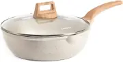 12 Inch Nonstick Deep Frying Pan with Lid, 5.5 Qt Jumbo Cooker Skillet