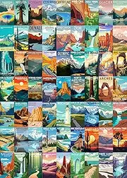National Parks Puzzle for Adults 1000 Pieces, Travel Poster Landscape Puzzle Including Zion Yellowstone Yosemite, Nature Jigsaw Puzzles Scenery Mountain Scene