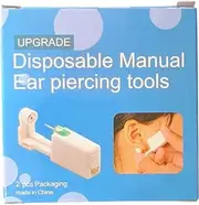 [Generic] 2 Pack Ear Piercing Gun Earring Disposable Ear Stud Gun Sterile No Pain Ear Piercing Gun 4mm (Clear Crystal Golden)