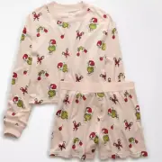 AE American Eagle Women’s The Grinch Candy Cane Plush PJ Set Size Medium NEW