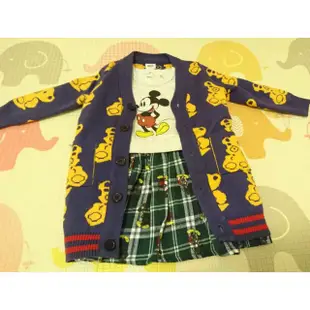 迪士尼 格紋洋裝/韓版 熊熊長版外套