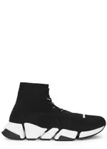 Balenciaga Speed 2.0 Stretch-knit Sneakers - Black And White - 4 4