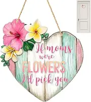 Heart Shaped Welcome Sign, Wooden Floral Signs, Wood Material, Flower Door Hanger, Rustic Wall Decor, For Home, Wedding, Party Decoration, Multi-Use, 20x20cm/7.87x7.87 In, 1-Pack