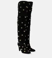 [Chloe] Chloé Eve 85 embellished suede over-the-knee boots AU 6 black