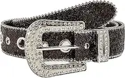 [KorhLeoh] Rhinestone Belt for Women Men - Sequin Diamond Western Cowgirl Belts - Bling Studded Belts for Jeans Pants