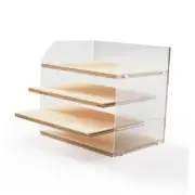Clear Acrylic and Birtch Plywood Document Tray, 4-Tier Paper Organiser,