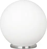 EGLO Rondo LED Bedside Lamp, White Matt Opal Glass Side Table Light, Living Room Lighting, Incl. Switch, E27 Sokcet