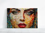 Mosaic Woman Art Print, Modern Woman Wall Art, Woman Painting Canvas, Modern Art