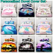 Cartoon Unicorn Alpaca Dinosaur Animal Print Doona Duvet Quilt Cover Bedding Set