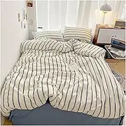 ALturn Green Stripe Series Printed Soft Bedding Set Duvet Cover Bedclothes Bedspread Pillowcases Flat Sheets Comforter Sets Compatible with Girls,Bedding Set