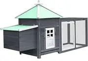 Chicken Coop with Nest Box Grey 190x72x102 cm Solid Firwood