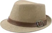 [EXVVQOQO] Panama Hat Cap for Men Summer Sun Trilby Beach Fedora Straw Hat