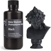 ELEGOO Water Washable 3D Printer Resin LCD UV-Curing Resin 405nm Photopolymer Resin for LCD 3D Printing 500Gram Black Color