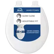 Jamestown round Never Loosens Enameled Wood Closed Front Toilet Seat in White wi