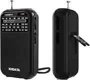 XHDATA D-220 FM AM SW Retro Radio Mini Portable Radio Battery Powered Radio (AA), World Receiver with Excellent Reception and Speaker, Suitable for Outdoor, Elderly (Black)