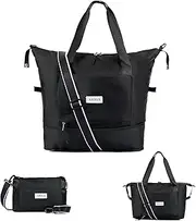 [Arxus] Large Folding Travel Duffle Bag, Expand Carry On Overnight Tote Bags for Women Airplanes with Luggage Sleeve, Waterproof Gym Weekend Bag with Shoulder Strap