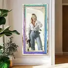 Full-length Mirror with Rainbow LED Lights Crushed Diamonds Stunning for Selfie