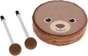 FITYLE 6 Inch Soft Felt Bear Drum Percussion Toys Kids Toys Hand Drum for Children