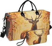[YXYZRMY] Travel Duffel Bag Elk Autumn Forest Gym Bag Sports Tote Bag with Multiple Interior Pockets Shoulder Weekender Bag for Women Men with Toiletry Bag 20.5”x 7.9”x 13.8, Multi-Colored, one size