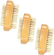 FOYTOKI 3Pcs Double Sided Nail Brushes with Wooden Bristles Nail Cleaning and Scrubbing Brush for Manicure and Nail Art Flexible Natural Bristles for Gentle Use Skin
