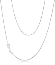 [Poetic Dove] Silver Rhodium Plated 46cm 18'' Snake Necklace 1mm Solid Chain for Pendant