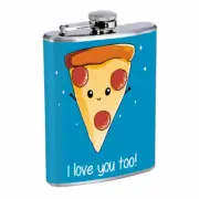 Pizza Love Em12 Flask 8oz Stainless Steel Hip Drinking Whiskey