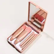 Makeup Brush Set 5 Pcs Premium Synthetic Foundation Powder Concealers Eye shadows Blush Pink Makeup Brushes with Pink Storage case