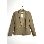 BALMAIN Double Breasted Blazer Beige Khaki Lined Jacket FR 38 US 6 NWT