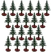 FAZHBARY 20 PCS Christmas Tree Cake Topper Evergreen Trees Pine Tree Figurines Village Christmas Trees Miniature Trees for Xmas Decor