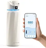 WATERH Boost Smart Water Bottle - 32 oz Stainless Steel, Wide Mouth, Double Wall Vacuum Insulated, Reminder to Drink Water & Water Tracker Bottle - Blue