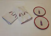 CRATE & BARREL (8) ITEM SET: (4) Firecracker Plates, (4) Napkins FOURTH OF JULY