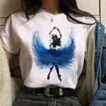 BALLET DANCER T-SHIRT夏季時尚水墨芭蕾舞女孩印花大尺碼寬鬆T恤女MOXUAN888