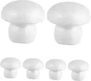 TOYANDONA Mini Mushroom Craft Set 6pcs Foam Mushrooms Unpainted DIY Sculptures for Fairy Garden Boys and Girls' Play