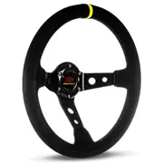 SAAS Steering Wheel Suede 14" ADR GT Deep Dish Black With Holes + Indicator SWGT